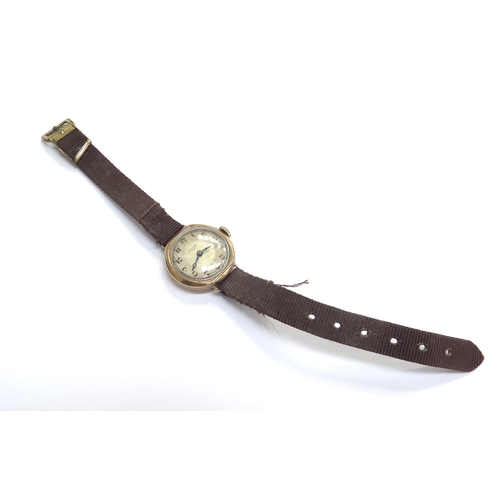 9462 - A Limit, 9ct gold cased wristwatch with fabric strap, 17.1g total