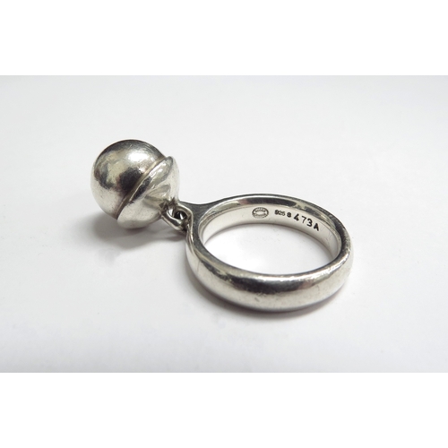 9437 - A Georg Jensen silver Sphere ring designed by Regitze Overgaard. Size N, 10.9g, boxed