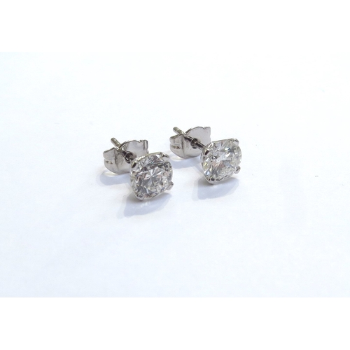 9173 - A pair of diamond stud earrings, each 0.90ct colour F SI2 with receipt and certificates     (R) Next... 