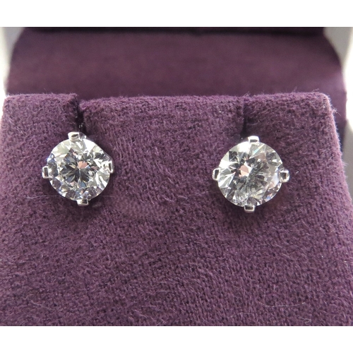 9173 - A pair of diamond stud earrings, each 0.90ct colour F SI2 with receipt and certificates     (R) Next... 