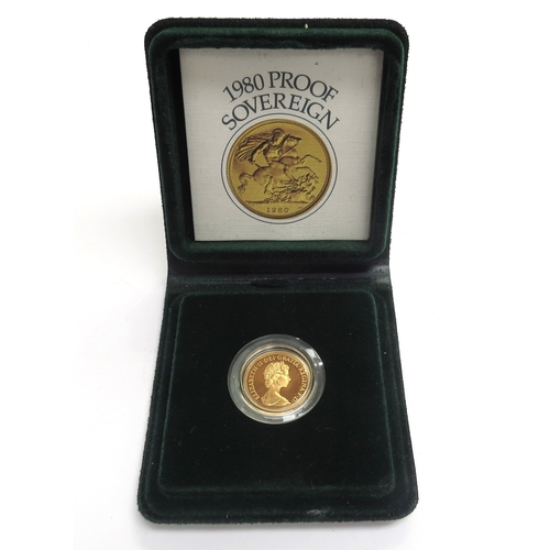 9250 - A 1980 gold proof sovereign in case