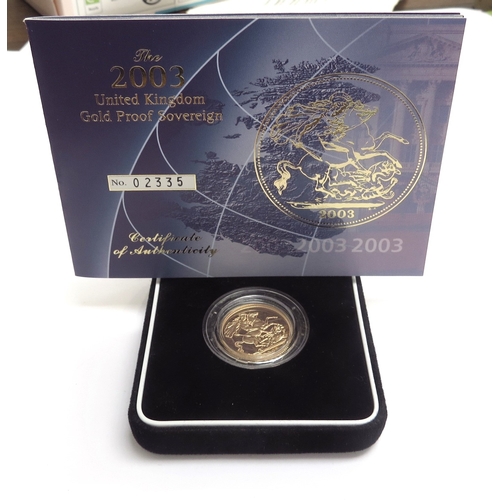 9251 - A 2003 gold proof sovereign in case