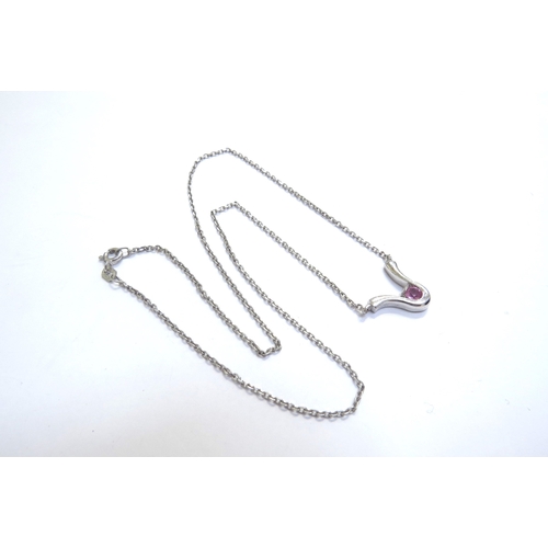 9392 - A 9ct white gold chain, 40cm long hung with a blue topaz butterfly pendant, 4.3g and a 9ct white gol... 