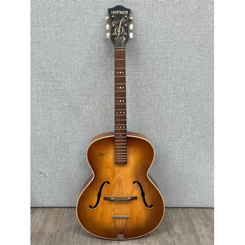 5151 - A Hofner Senator guitar, serial no. 10083, circa 1960, sunburst body, repaired neck, soft cased