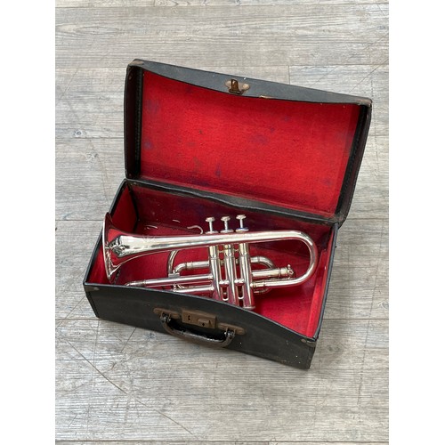 5081 - A Cavendish Bb silver plated cornet, cased