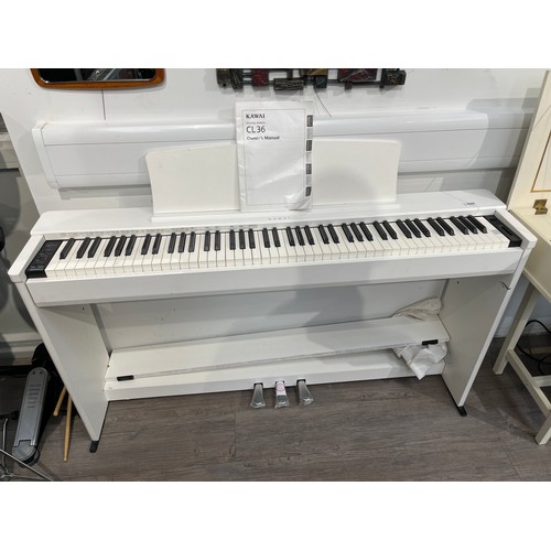 5069 - A Kawai CL36 full scale keyboard piano, white cased, a/f   COLLECTOR'S ELECTRICAL ITEM: Item unteste... 