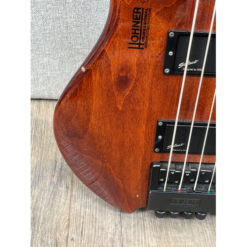 5113 - A Hohner 'Jack Bass' four string electric bass guitar with Steinberger system tuners to bridge, acti... 