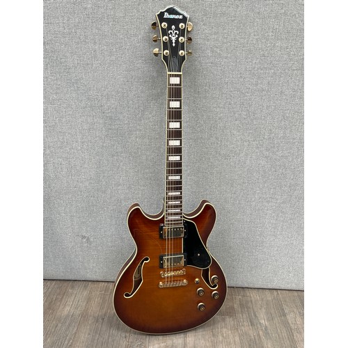 5137 - An Ibanez AS93 VLS Super 58 semi-acoustic electric guitar, flamed maple top, violin sunburst, with h... 