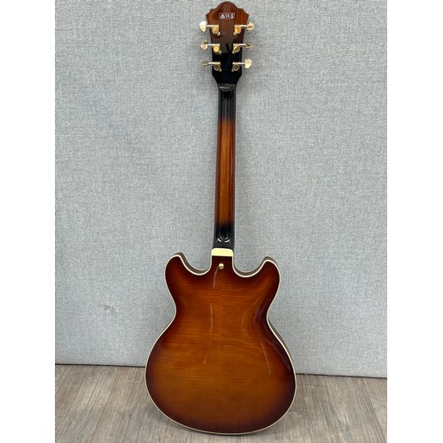 5137 - An Ibanez AS93 VLS Super 58 semi-acoustic electric guitar, flamed maple top, violin sunburst, with h... 