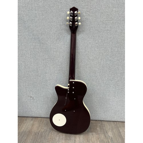 5135 - A Danelectro electric guitar purple and cream body, soft case