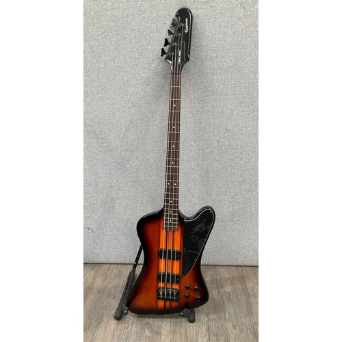 5130 - An Epiphone T-Bird Pro electric bass guitar, sunburst with striped design, serial no. 13112303990, w... 