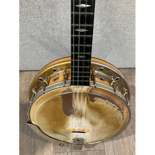 5170 - A Gretsch Orchestrella four string banjo, mother of pearl scrolled inlay to headstock with ‘GRETSCH ... 