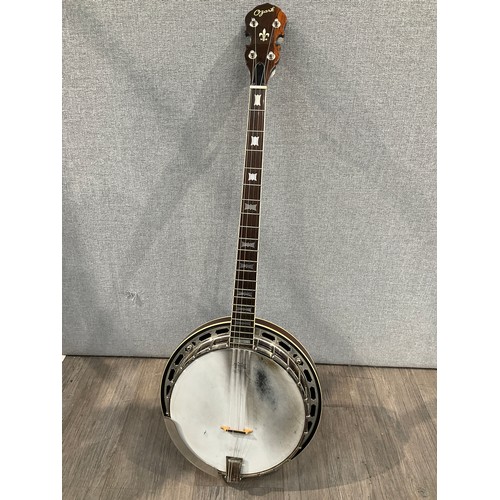 5172 - An Ozark five string banjo, closed back, circa 1990 approx., with hard case