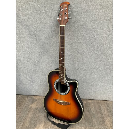 5177 - A Westfield SR-382 electro-acoustic guitar, plastic back, sunburst body, hard cased  (E)  £30-40