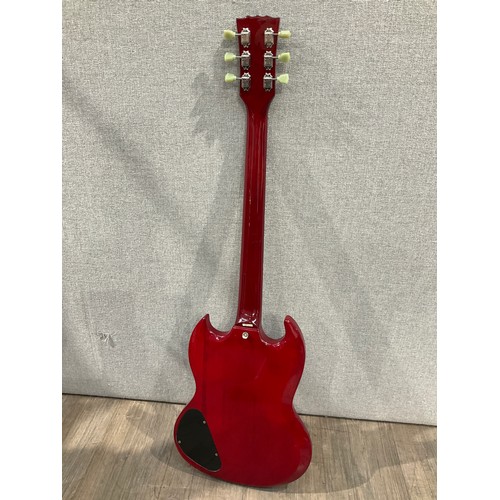 5102 - A JHS 'Vintage' VS6 SG style electric guitar, red body, serial number 09091004, in Glarry tweed effe... 