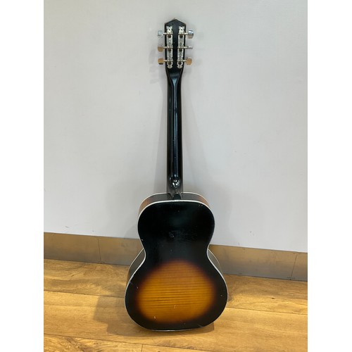 5226 - A 1950's/60's unbranded acoustic guitar, sunburst body with white banding, maple fretboard, numbered... 