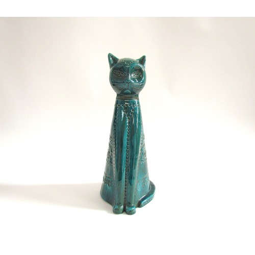 7054 - A Bitossi Pottery figure of a Cat by Aldo Londi in green glaze. Painted mark inside, 32.25cm high   ... 