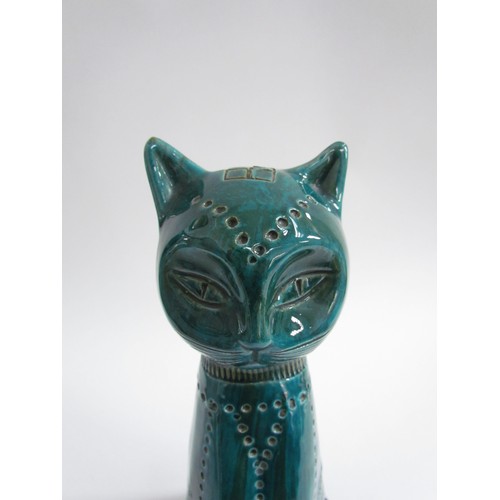 7054 - A Bitossi Pottery figure of a Cat by Aldo Londi in green glaze. Painted mark inside, 32.25cm high   ... 