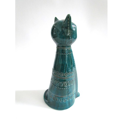 7054 - A Bitossi Pottery figure of a Cat by Aldo Londi in green glaze. Painted mark inside, 32.25cm high   ... 