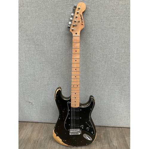 5196 - A Westfield Stratocaster style electric guitar in black metallic roadworn finish