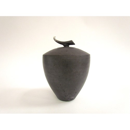 7105 - TIMOTHY ANDREWS (b.1960): A Raku Pottery lidded jar (knop re-glued), impressed seal, total height 16... 