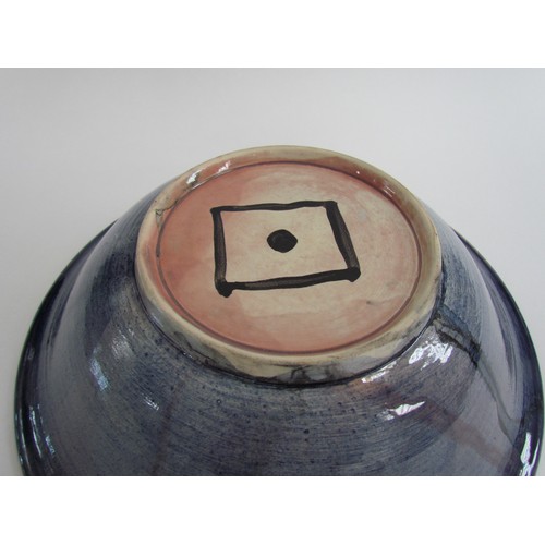 7100 - JONATHAN COX (XX): A studio pottery lustre bowl with foliate design, 28cm diameter x 7.5cm   (C)