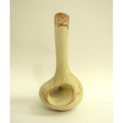 7014 - A Bertoncello Italian Pottery freeform vase with Screziato Havana glaze. 31cm high