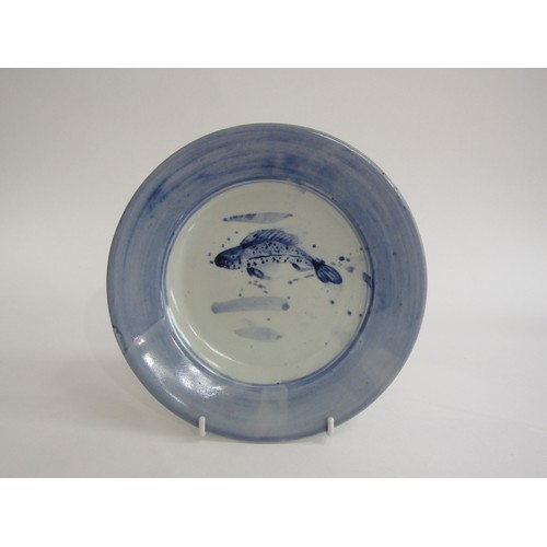 7080 - JIM MALONE (b.1946) A Burnby Pottery small plate with hand painted leaping fish design. Impressed po... 