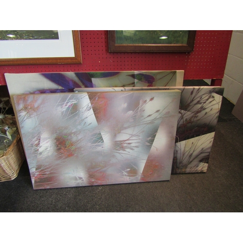 1033 - Three modern prints on canvas, floral and foliate design. Largest 95cm x 64cm  (D)