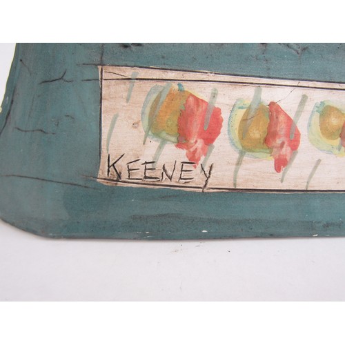 7057 - CHRISTY KEENEY (b.1958): A studio pottery figure of an accordian player, signed verso, 41.5cm high (... 