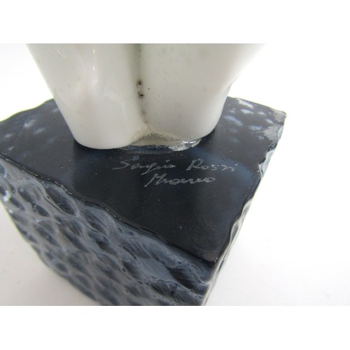 7242 - SERGIO ROSSI (XX): A Murano glass female torso in white on a textured blue plinth. Signature to plin... 