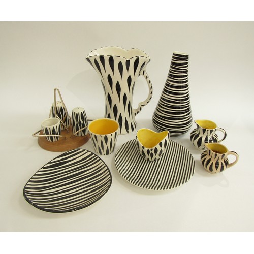 7006 - A collection of 1950's ceramics with Zebra stripe detail including Sandland, Empire, Lord Nelson war... 