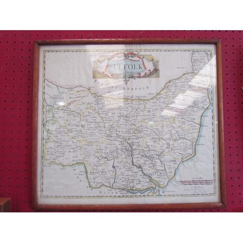 1045 - A copper engraved map of Suffolk by Rob Morden, framed and glazed, 39cm x 44cm without frame