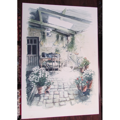 1082 - NANCY STEPHENS: Watercolour on board of a garden scene, signed lower right, 54.5cm x 37cm