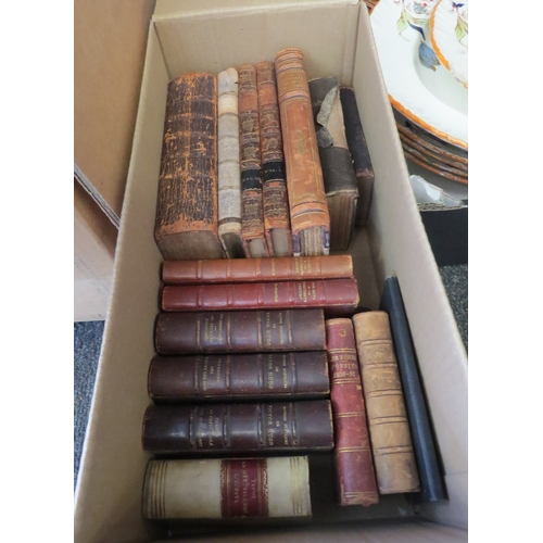 1198 - A small collection of assorted antiquarian and leatherbound books, including Miss Owenson 'The Wild ... 
