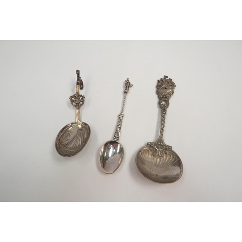 1283 - Three white metal embossed spoons  (C)