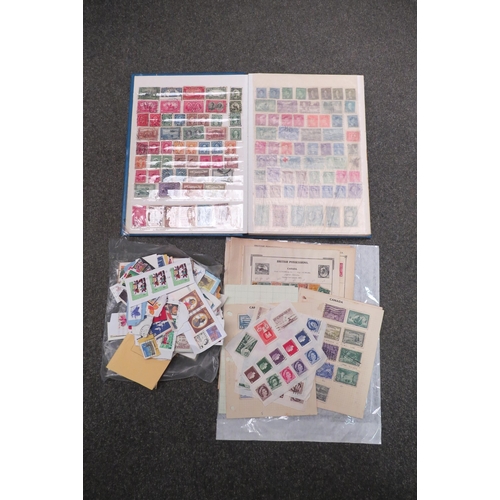 1293 - Assorted Canadian/Canada stamps in stock book, and on leaves and loose in packets  (R) £20