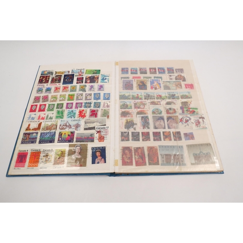 1293 - Assorted Canadian/Canada stamps in stock book, and on leaves and loose in packets  (R) £20