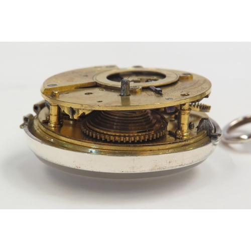 1297 - A silver pocket watch Birmingham 1842 movement stamped Feltham, Harleston in silver case