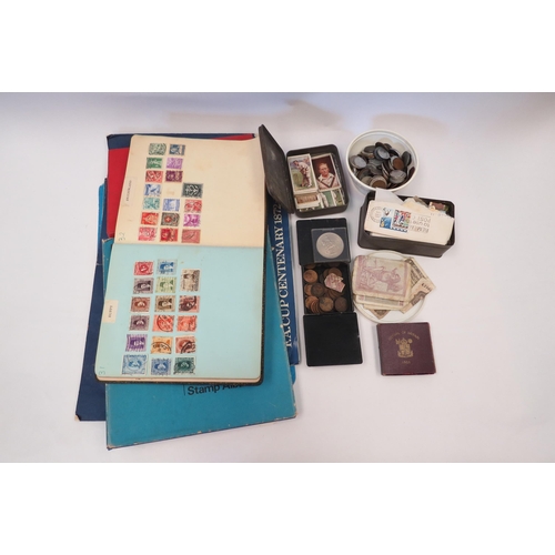 1335 - A collection of stamps (loose and albums), coins and cigarette cards