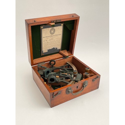 8029 - An early 20th Century sextant, unbranded but numbered 8220, housed within original mahogany case