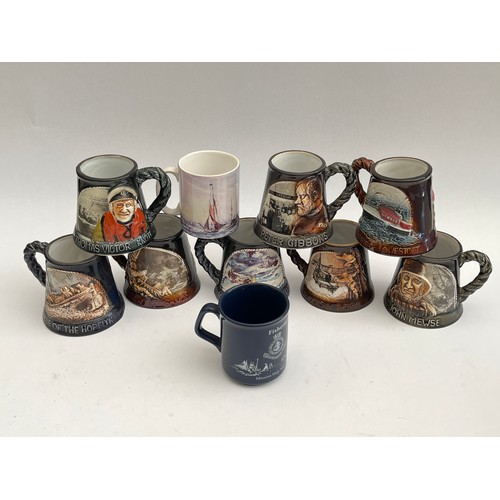 8068 - A collection of Yarmouth Pottery mugs and others, various designs (10)