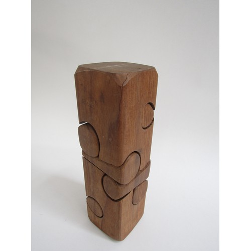 7547 - BRIAN WILLSHER (1930-2010) A wooden puzzle sculpture, unsigned. 26cm high. a/f  (E) Next Modern Desi... 