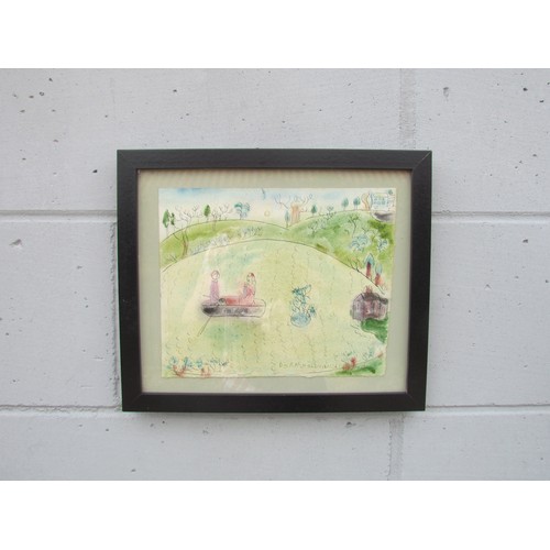 7498 - DORA HOLZHANDLER (1928-2015) A framed watercolour on paper of a boating lake, signed and dated 1976 ... 