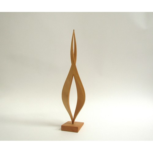 7546 - An abstract form wooden sculpture, unsigned. 41cm high