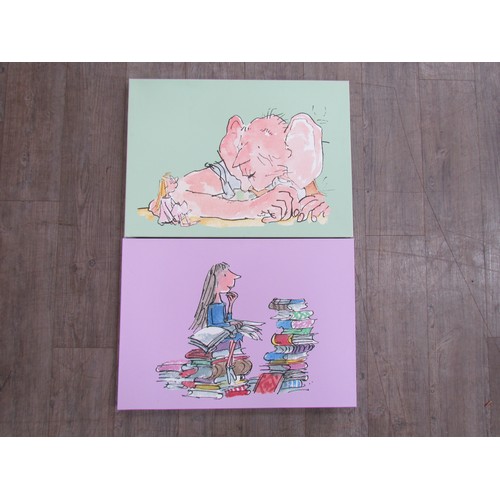 7503 - Two Quentin Blake canvas giclee prints for Roald Dahl's the BFG and Matilda, 51cm x 71.5cm each   (E... 