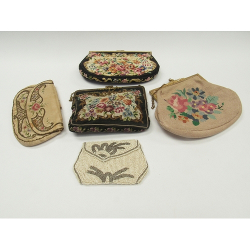 6027 - A quantity early to mid 20th Century evening bags and purses comprising needlepoint, beaded, sequinn... 