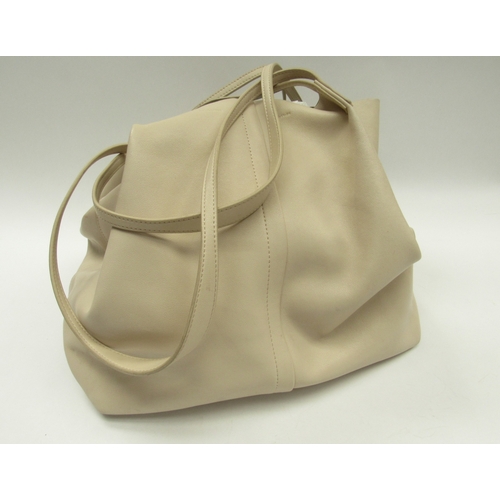 6052 - ALLSAINTS  - cream leather tote bag with a black leather zipped purse