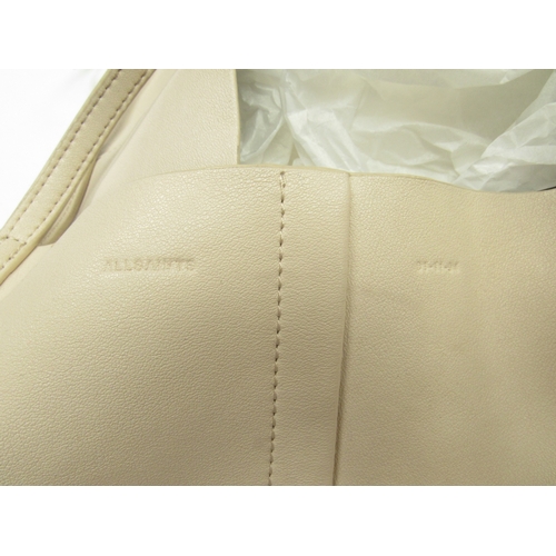 6052 - ALLSAINTS  - cream leather tote bag with a black leather zipped purse