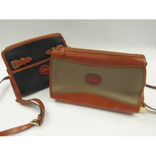 6053 - DOOENY & BOURKE, USA, All Weather Leather two shoulder bags in beige and tan and black and tan  (C)